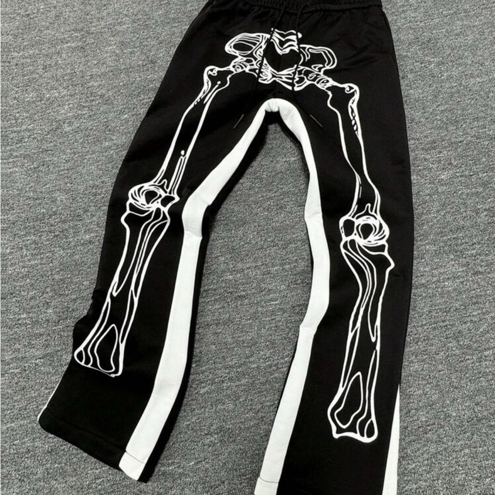 Black Skeleton Print Joggers